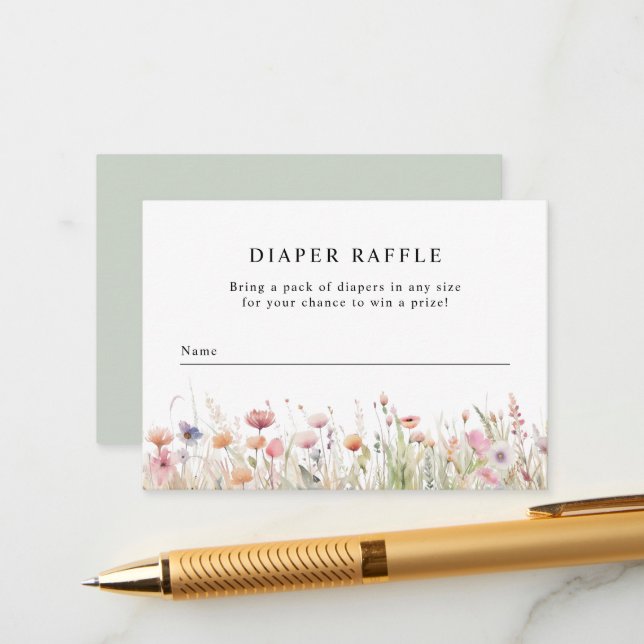 Carte D'accompagnement Fleur sauvage | Baby shower de printemps, feuillar (Devant/Arrière en situation)