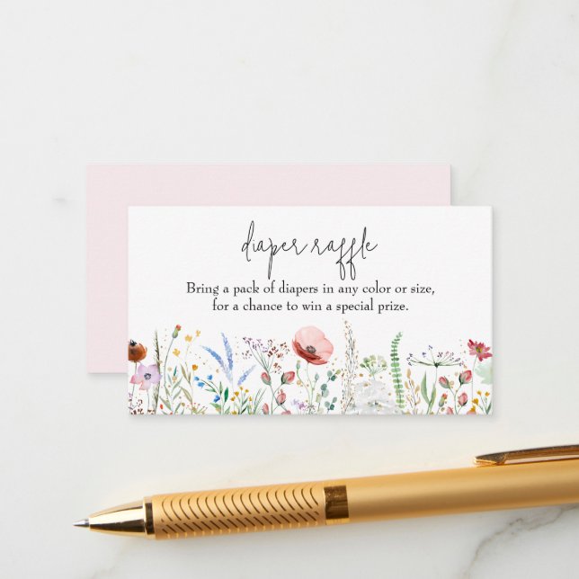 Carte D'accompagnement Fleur sauvage Baby shower Déchet  (Devant/Arrière en situation)