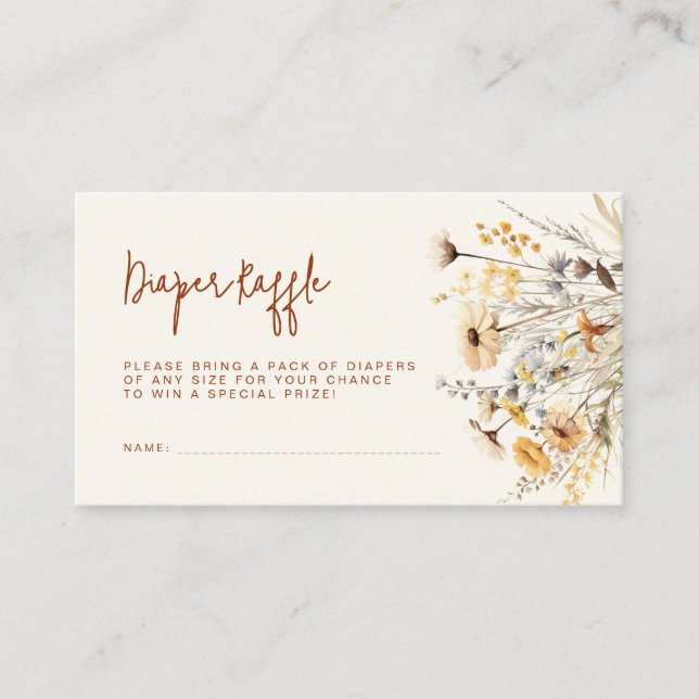 Carte D'accompagnement Fleur sauvage Baby shower Déchets Raffle (Devant)