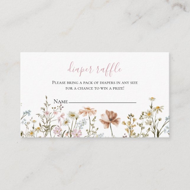 Carte D'accompagnement Fleur sauvage Baby shower Déchets Raffle (Devant)