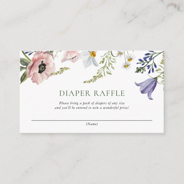 Carte D'accompagnement Fleur sauvage Baby shower Déchets Raffle (Devant)