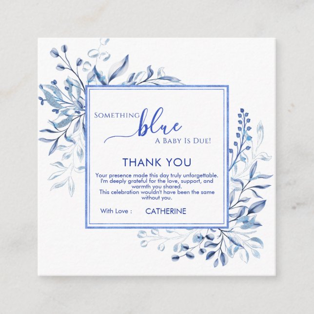 Carte D'accompagnement Fleur Sauvage Bleue Quelque Chose de Bleu Merci (Devant)