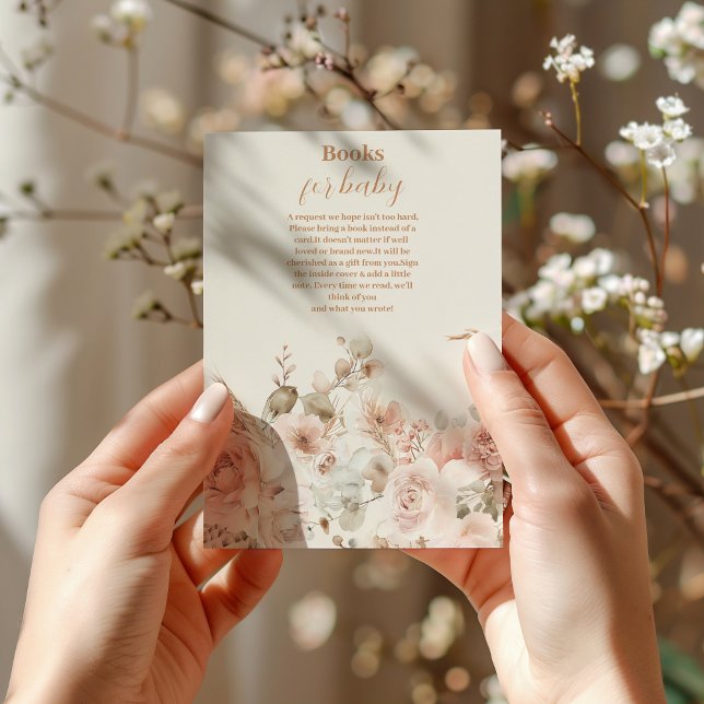 Carte D'accompagnement Fleur sauvage Boho Baby shower Livres pour bébé (Créateur téléchargé)