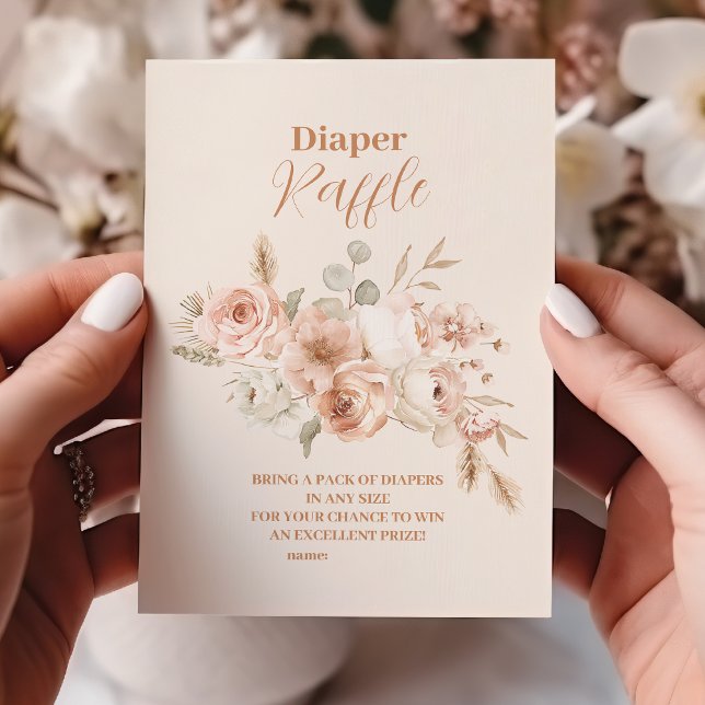 Carte D'accompagnement Fleur sauvage Boho Baby shower Raffle Diapper (Créateur téléchargé)