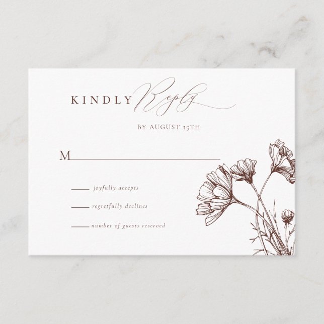 Carte D'accompagnement Fleur sauvage Boho Chic Wedding RSVP (Devant)