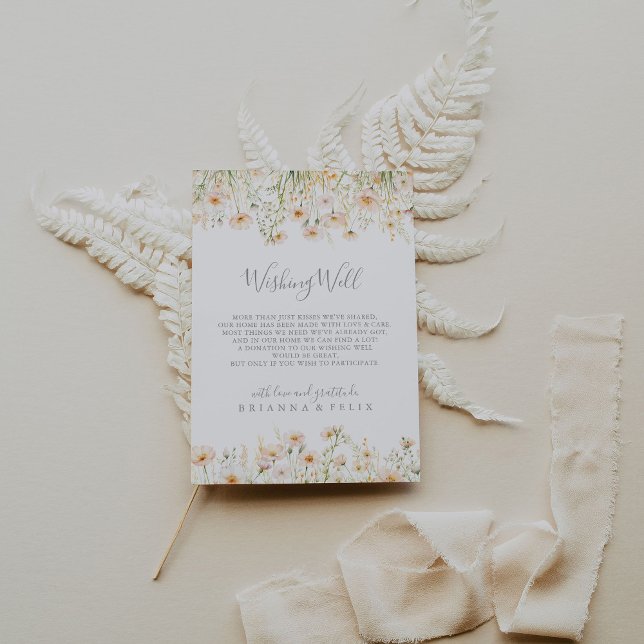 Carte D'accompagnement Fleur sauvage Boho classique Blush Mariage Wishing (Créateur téléchargé)