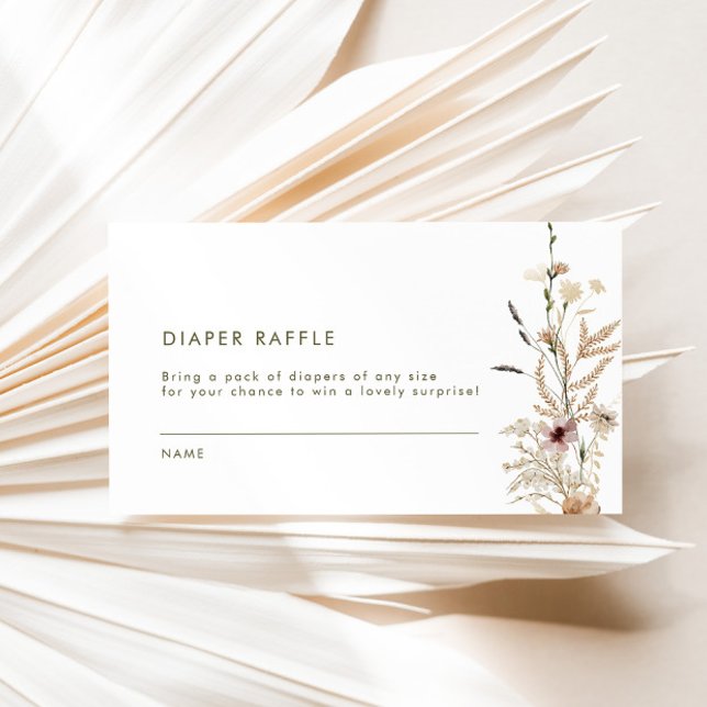 Carte D'accompagnement Fleur sauvage Boho Diaper Baby shower  (Créateur téléchargé)