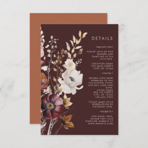 Carte D'accompagnement Fleur sauvage Boho Fall Mariage Brown