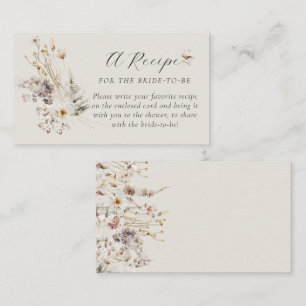 Carte D'accompagnement Fleur sauvage Boho Rustic Fête des mariées Recette