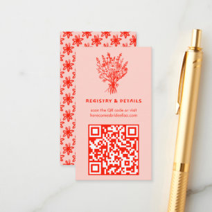 Carte D'accompagnement Fleur sauvage Bouquet Rustique Whimsical QR Code B