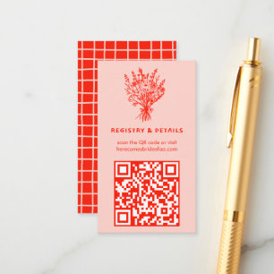 Carte D'accompagnement Fleur sauvage Bouquet Rustique Whimsical QR Code B