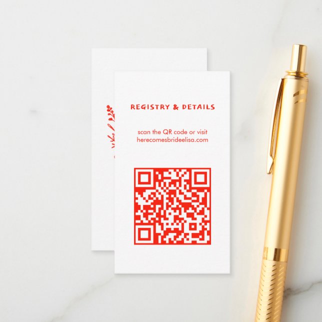 Carte D'accompagnement Fleur sauvage Bouquet Rustique Whimsical QR Code B (Devant/Arrière en situation)