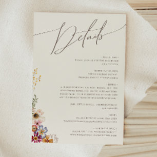 Carte D'accompagnement Fleur sauvage coloré   Détails du jardin beige