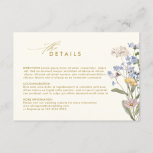 Carte D'accompagnement Fleur sauvage coloré Garden Gold Détails Mariage