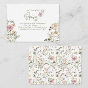 Carte D'accompagnement Fleur sauvage d'abeilles Demande Baby shower fille