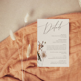 Carte D'accompagnement Fleur sauvage d'automne Boho | Détails beige