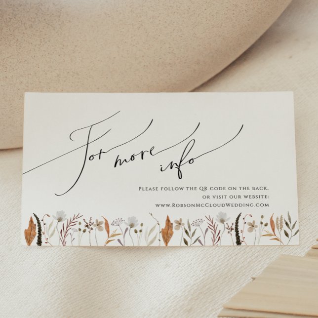Carte D'accompagnement Fleur sauvage d'automne Boho | Site Mariage (Créateur téléchargé)