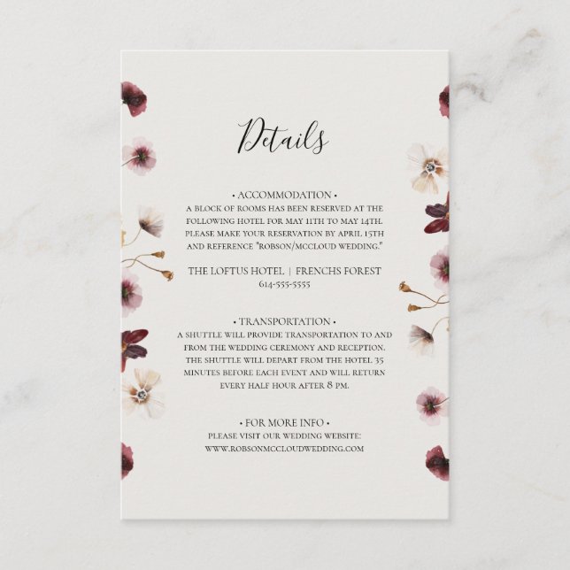 Carte D'accompagnement Fleur sauvage de Cuivre Bourgogne | Détails beige (Devant)