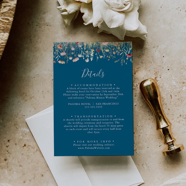 Carte D'accompagnement Fleur sauvage de Navy Blissful Boho Détails sur le (Créateur téléchargé)