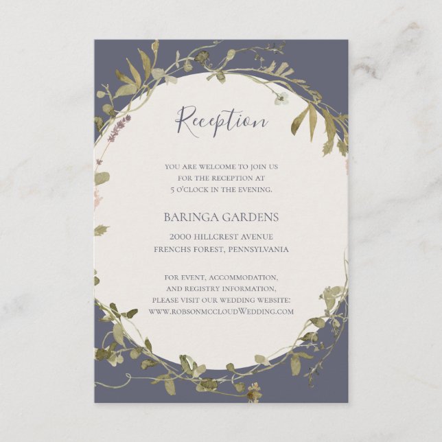 Carte D'accompagnement Fleur sauvage de printemps | Dusty Purple Mariage  (Devant)