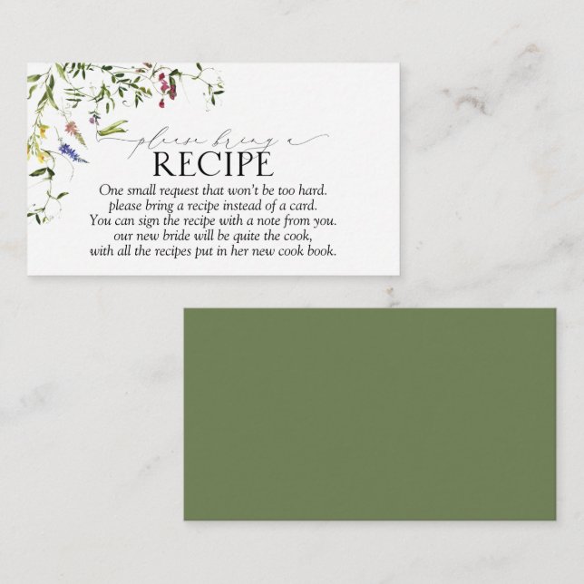 Carte D'accompagnement Fleur sauvage D'Été Apportez Une Recette S'Il Vous (Devant / Derrière)