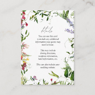 Carte D'accompagnement Fleur sauvage d'été Aquarelle Mariage Détails
