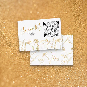 Carte D'accompagnement Fleur sauvage d'or croquis en ligne RSVP QR Code
