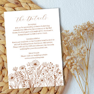 Carte D'accompagnement Fleur sauvage Elegant Burnt Orange Détails du Mari