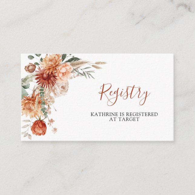 Carte D'accompagnement Fleur sauvage Fall in Love Baby shower Registry (Devant)