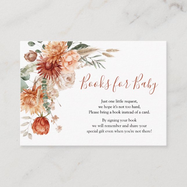 Carte D'accompagnement Fleur sauvage Fall in Love Baby showers Livres pou (Devant)