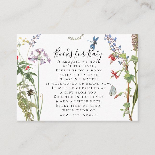 Carte D'accompagnement Fleur sauvage Floral Bee Aquarelle Books Baby show (Devant)