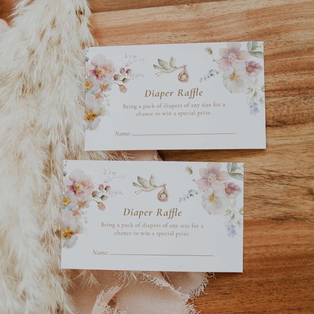 Carte D'accompagnement Fleur sauvage Garden Baby shower Déchets Raffle (Wildflower Diaper Raffle Ticket)