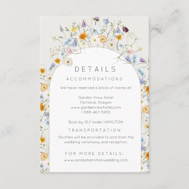 Carte D'accompagnement Fleur sauvage Garden Spring Détails Mariage (Devant)