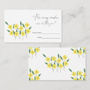 Carte D'accompagnement Fleur sauvage Jaune Devinez combien de bonbons jeu