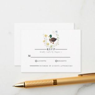 Carte D'accompagnement Fleur sauvage Mallard Duck Mariage