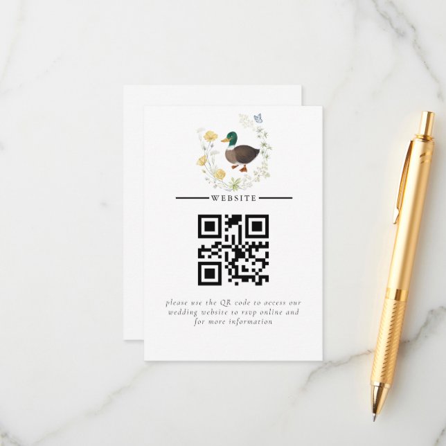 Carte D'accompagnement Fleur sauvage Mallard Duck Mariage (Devant/Arrière en situation)