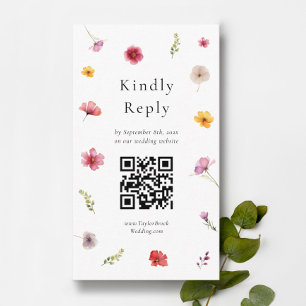 Carte D'accompagnement Fleur sauvage Mariage RSVP QR Code