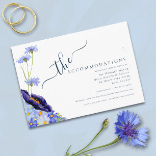 Carte D'accompagnement Fleur sauvage moderne Bleu Mariage Hébergement