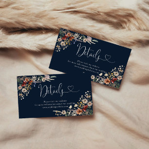 Carte D'accompagnement Fleur sauvage Navy Blue Tiny Détails du Baby showe