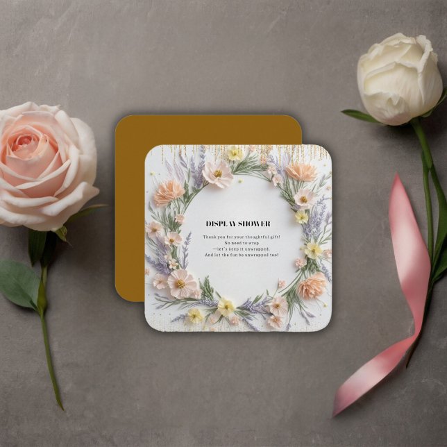 Carte D'accompagnement Fleur sauvage or pressé dans le Baby shower de fle (Créateur téléchargé)