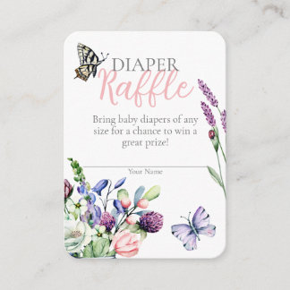 Carte D'accompagnement Fleur sauvage Papillon Jar Bohemian Diaper Raffle