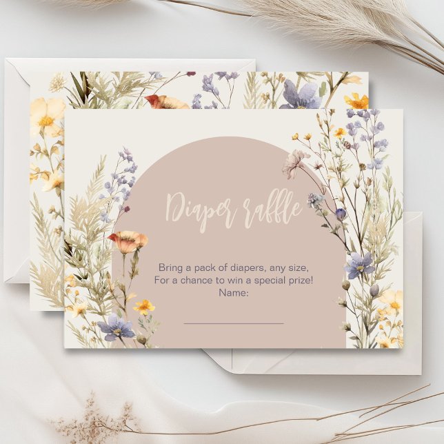 Carte D'accompagnement Fleur sauvage prairie élégant baby shower boho (Little wildflower baby shower invitation rustic boho watercolor botanical meadow, baby in bloom)