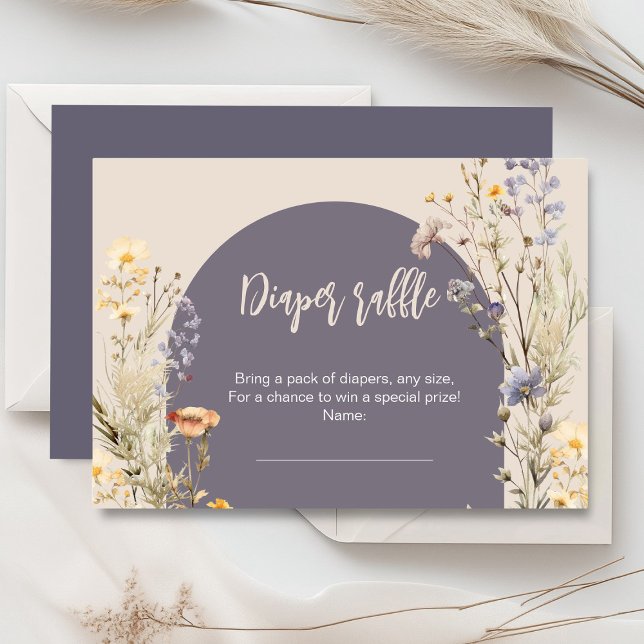 Carte D'accompagnement Fleur sauvage prairie élégant baby shower boho (Little wildflower baby shower invitation rustic boho watercolor botanical meadow, baby in bloom)