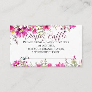 Carte D'accompagnement Fleur sauvage rose Baby shower Déchets Raffle