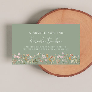 Carte D'accompagnement Fleur sauvage Sage Green Fête des mariées Recette