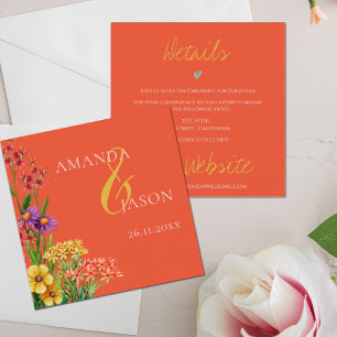Carte D'accompagnement Fleur sauvage violet orange Floral Détails du Mari
