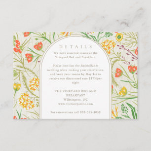 Carte D'accompagnement Fleur sauvage Wild Meadow Détails du Mariage