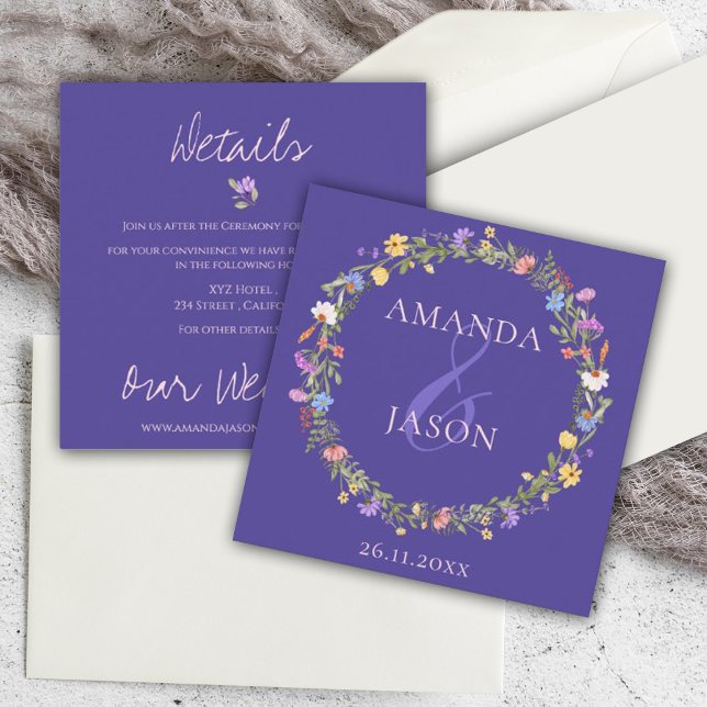 Carte D'accompagnement Fleur sauvage Wreath Purple Florple Détails du Mar (Créateur téléchargé)