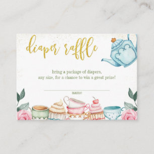 Carte D'accompagnement Fleur Tea Party Baby shower Déchets Raffle