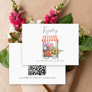 Carte D'accompagnement fleuriste douche nuptiale code QR pour le registre